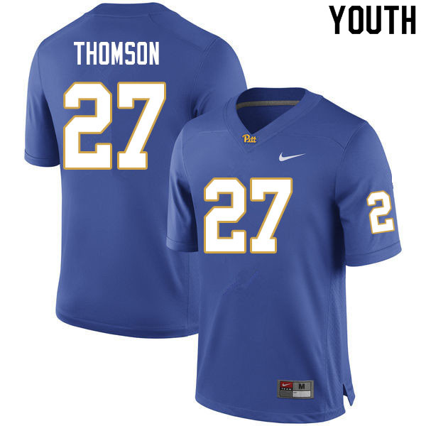 Youth #27 Gavin Thomson Pitt Panthers College Football Jerseys Sale-Royal